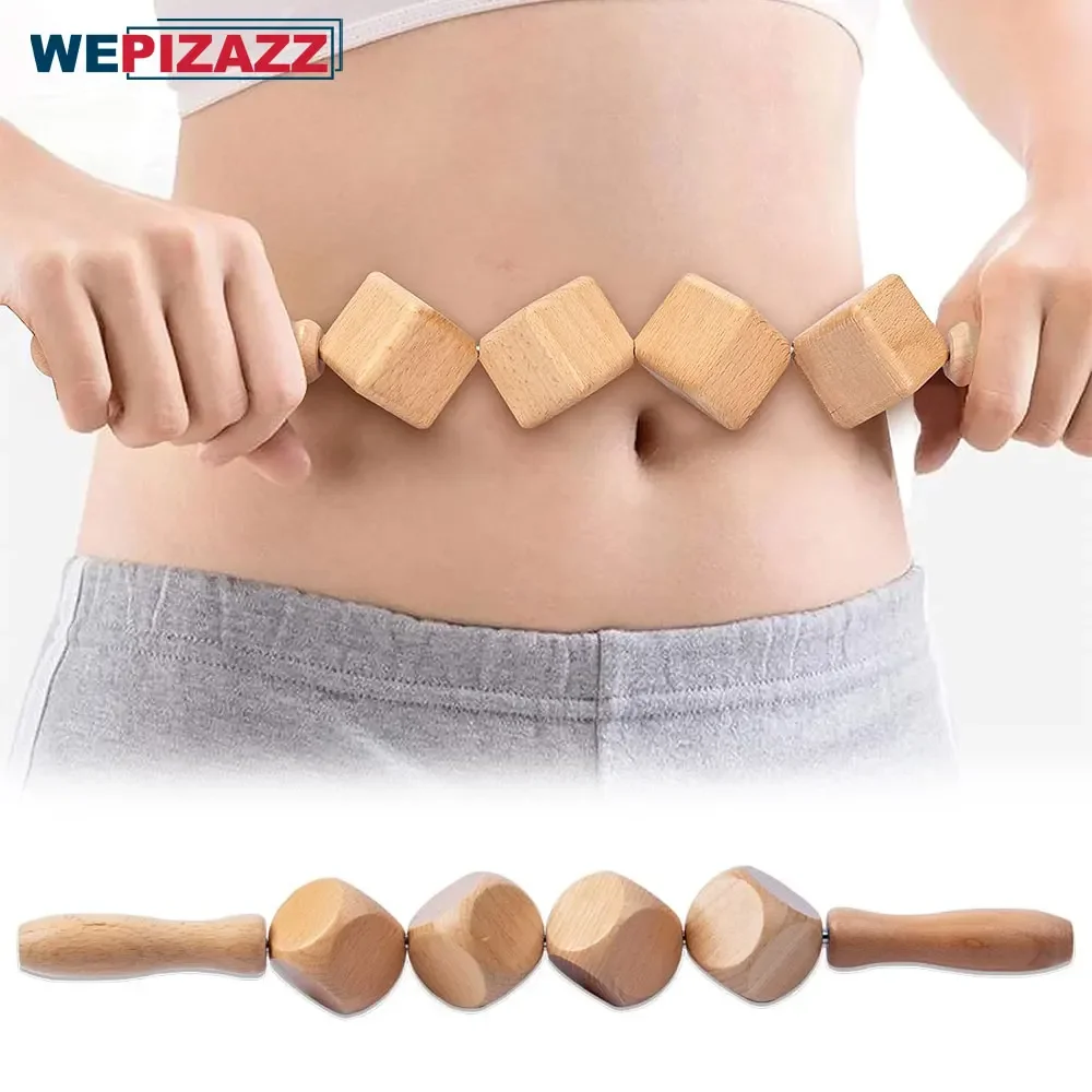 Home Gym Manual - Wooden Massage Roller, Multi-Functional Body Roller