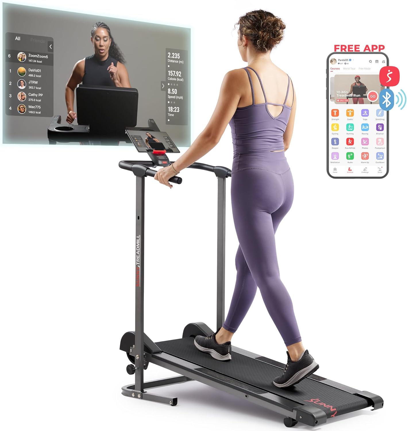Home Gym Manual - Manual Walking Treadmill Non-Electric Foldable Compact
